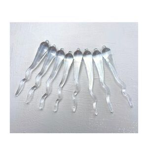 NEW! Set of 8 Handmade 6" Clear Glass Icicle Ornaments